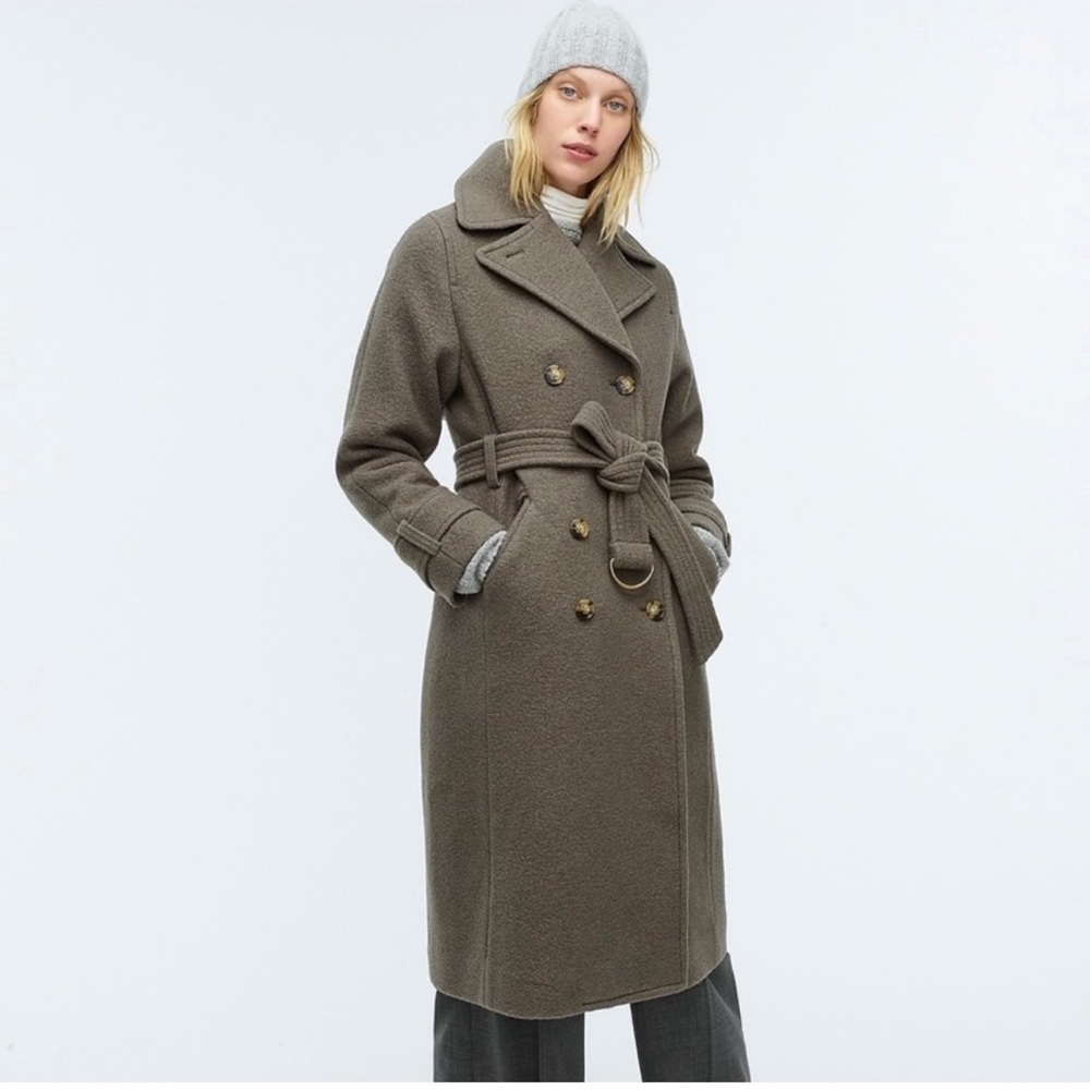 ISO J. Crew Olive Double-Breasted Trench Coat